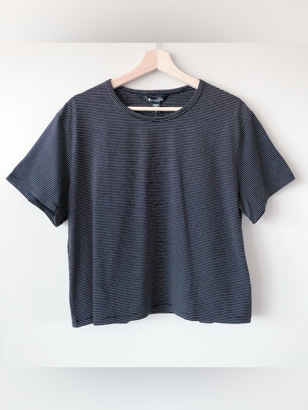 Athletea tshirt black & white stripe boxy oversized tee large women’s top